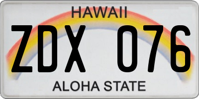 HI license plate ZDX076