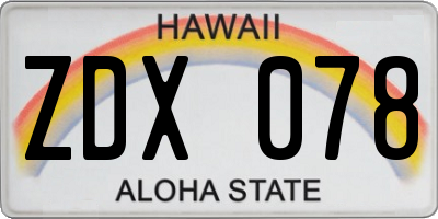 HI license plate ZDX078