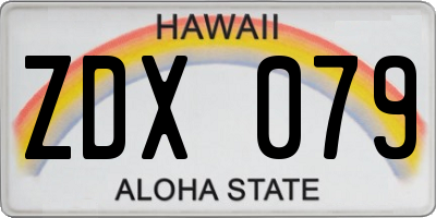 HI license plate ZDX079