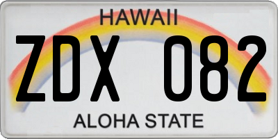 HI license plate ZDX082