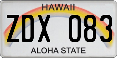 HI license plate ZDX083