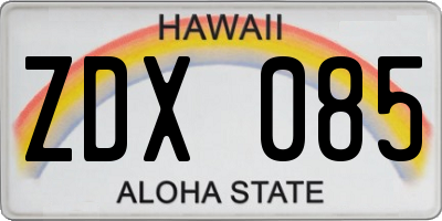 HI license plate ZDX085