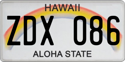HI license plate ZDX086