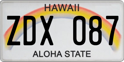 HI license plate ZDX087