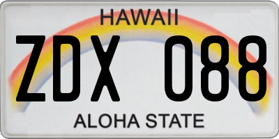 HI license plate ZDX088