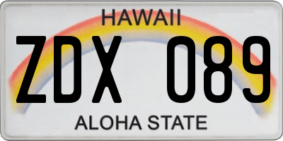 HI license plate ZDX089