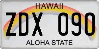 HI license plate ZDX090