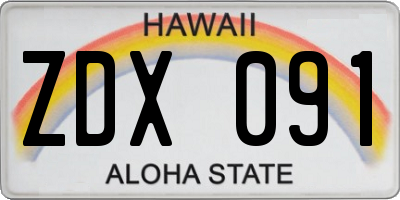 HI license plate ZDX091