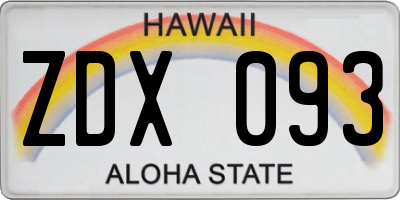 HI license plate ZDX093