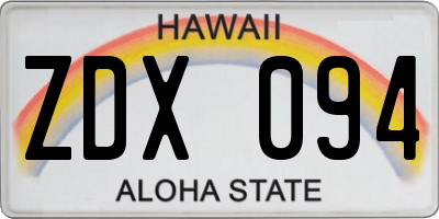 HI license plate ZDX094
