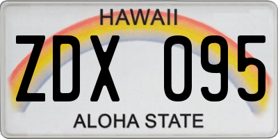 HI license plate ZDX095