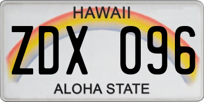 HI license plate ZDX096