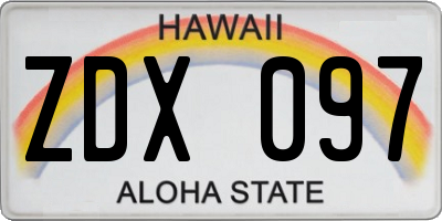HI license plate ZDX097