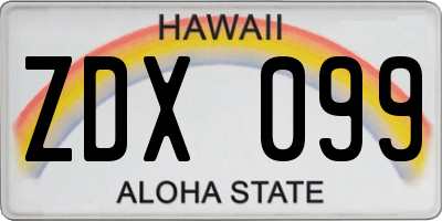 HI license plate ZDX099