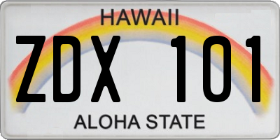 HI license plate ZDX101