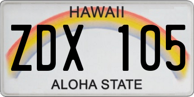 HI license plate ZDX105