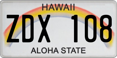 HI license plate ZDX108