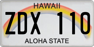 HI license plate ZDX110