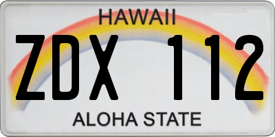 HI license plate ZDX112