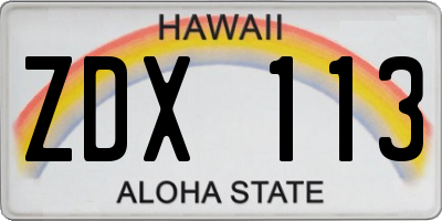 HI license plate ZDX113