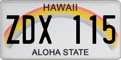 HI license plate ZDX115