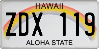 HI license plate ZDX119