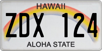 HI license plate ZDX124