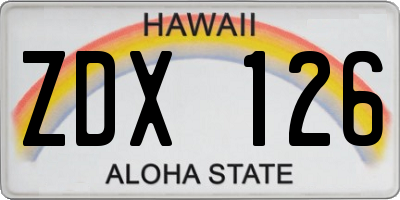 HI license plate ZDX126