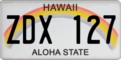 HI license plate ZDX127