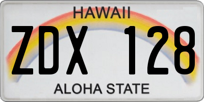 HI license plate ZDX128