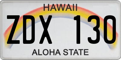 HI license plate ZDX130