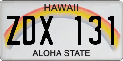 HI license plate ZDX131