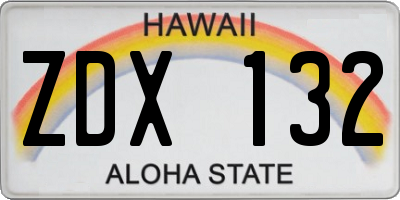 HI license plate ZDX132