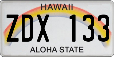 HI license plate ZDX133