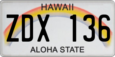 HI license plate ZDX136