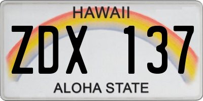 HI license plate ZDX137