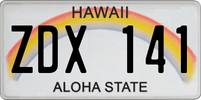 HI license plate ZDX141