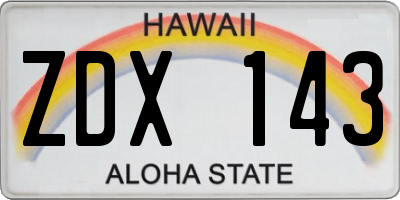 HI license plate ZDX143