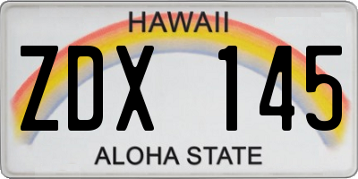 HI license plate ZDX145