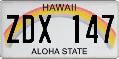 HI license plate ZDX147