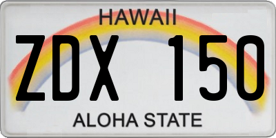 HI license plate ZDX150