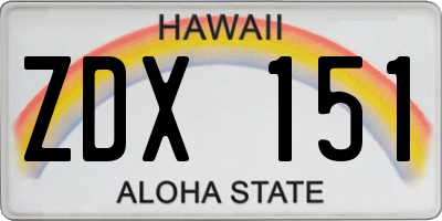 HI license plate ZDX151