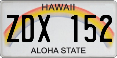 HI license plate ZDX152