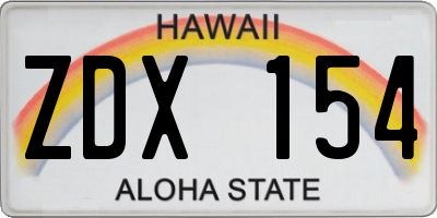 HI license plate ZDX154