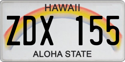 HI license plate ZDX155