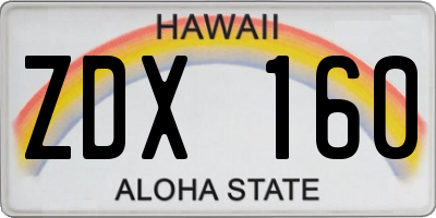 HI license plate ZDX160
