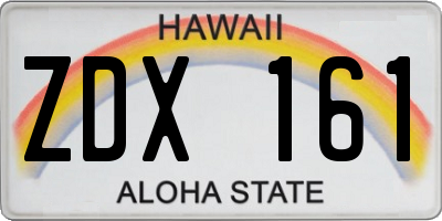 HI license plate ZDX161
