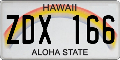 HI license plate ZDX166