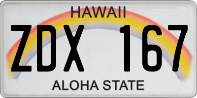HI license plate ZDX167