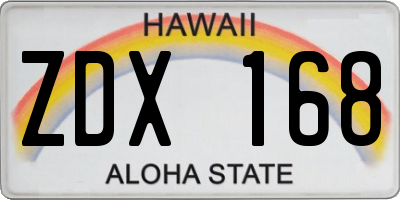 HI license plate ZDX168